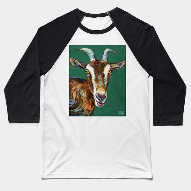 Toggenburg Goat on Green Baseball T-Shirt by RobertPhelpsArt